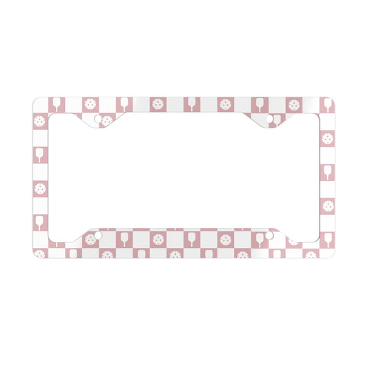 Pink Checkered License Plate Frame